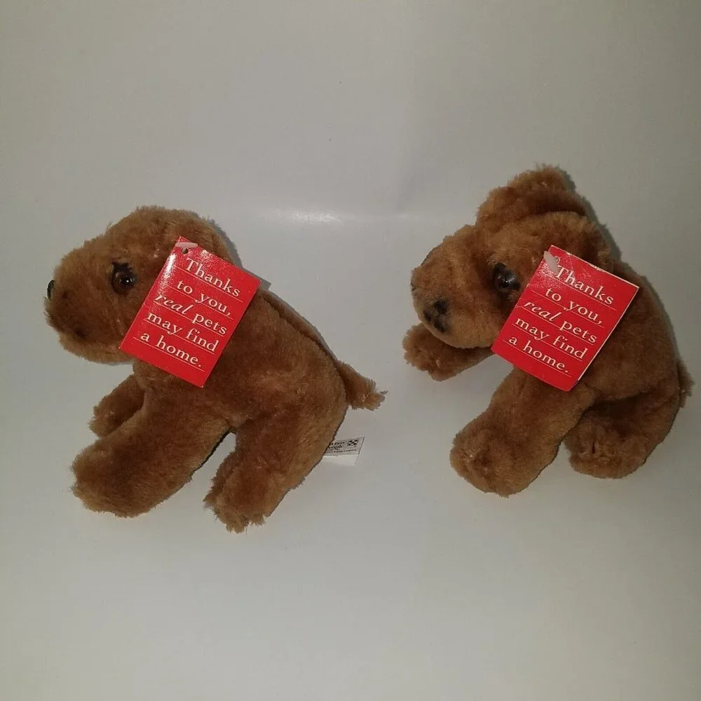 2 VTG 1996 Purina Pets For People Brown Puppy Dog Plush Lot 6